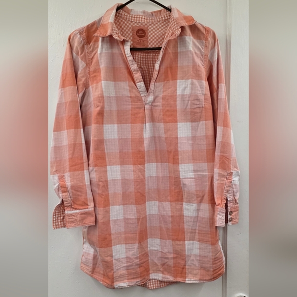Life Is Good Other - 🍁Life is Good Peach Gingham Popover Tunic Shirt “Love What You Love” Size Small